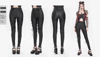 Black Faux Leather Lace Up Pants for Women – Gothic Punk Style