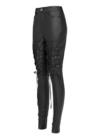 Black Faux Leather Lace Up Pants for Women – Gothic Punk Style