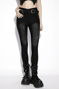 Women's Gothic Jacquard Denim Skinny Jeans – Dark Castle Pattern