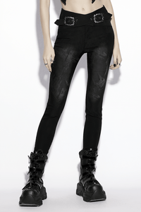 Women's Gothic Jacquard Denim Skinny Jeans – Dark Castle Pattern
