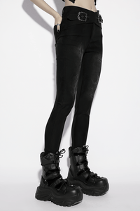 Women's Gothic Jacquard Denim Skinny Jeans – Dark Castle Pattern
