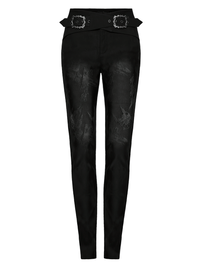 Women's Gothic Jacquard Denim Skinny Jeans – Dark Castle Pattern