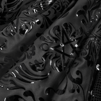 Gothic Floral Swimsuit with Studded Star Straps – Black