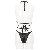 Black Gothic Pentagram Cross Strap Bikini Set for Women