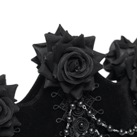 Black Velvet Gothic Rose Shoulder Bag with Pearl Chains