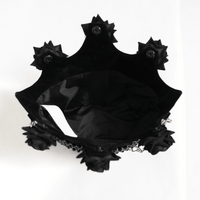 Black Velvet Gothic Rose Shoulder Bag with Pearl Chains
