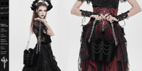 Black Velvet Gothic Rose Shoulder Bag with Pearl Chains
