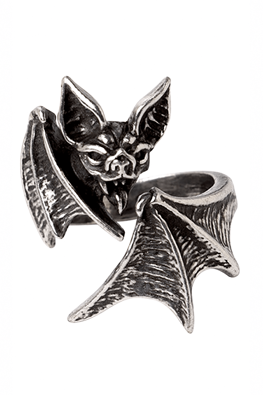 Antiqued Pewter Gothic Bat Wing Ring Unisex