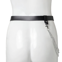Black Faux Leather Gothic Belt with Metal Chains – Women's Punk Waist Harness