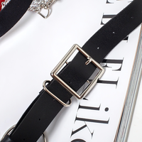 Black Faux Leather Gothic Belt with Metal Chains – Women's Punk Waist Harness
