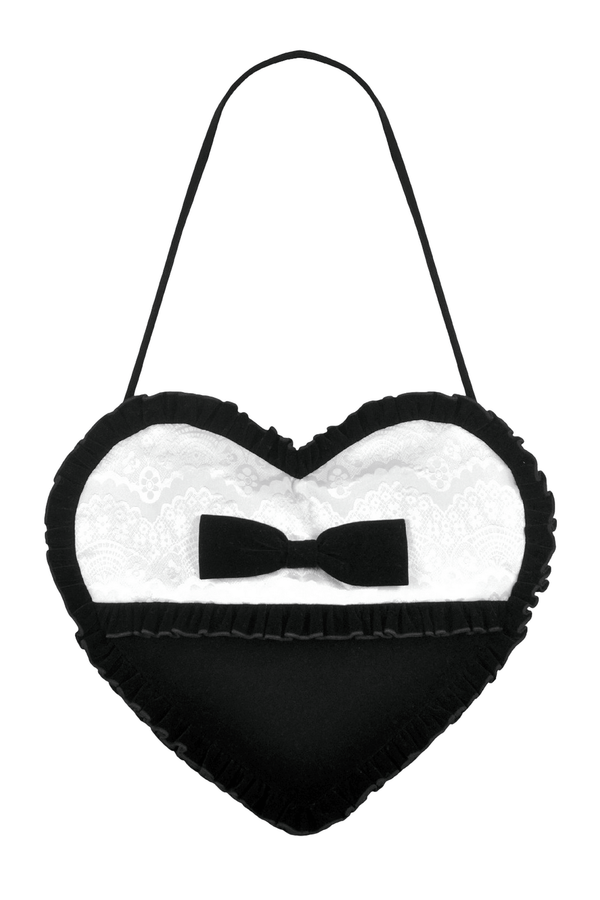 Black Velvet Gothic Lace Bow Crossbody Bag for Women
