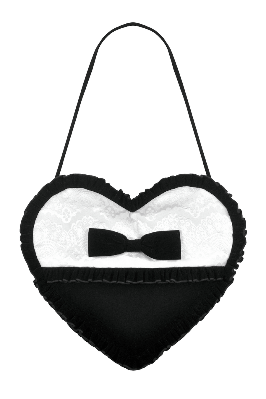 Black Velvet Gothic Lace Bow Crossbody Bag for Women