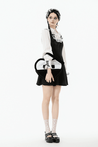 Black Velvet Gothic Lace Bow Crossbody Bag for Women