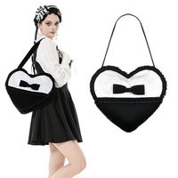 Black Velvet Gothic Lace Bow Crossbody Bag for Women