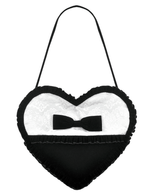 Black Velvet Gothic Lace Bow Crossbody Bag for Women