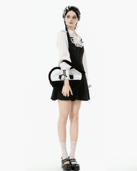 Black Velvet Gothic Lace Bow Crossbody Bag for Women