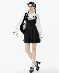 Black Velvet Gothic Lace Bow Crossbody Bag for Women