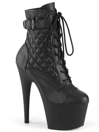 Black Quilted Platform Ankle Boots with Stiletto Heel – PLEASER
