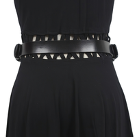 Women's Black PU Leather Metal Chain Belt – Adjustable Fashion Accessory