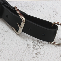 Women's Black PU Leather Metal Chain Belt – Adjustable Fashion Accessory