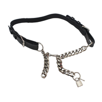 Women's Black PU Leather Metal Chain Belt – Adjustable Fashion Accessory