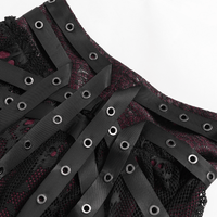 Black Wine Red Gothic Punk Asymmetric Skirt with Hardware Details