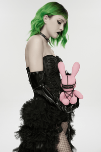 Punk Rabbit Plush Chain Waist Accessory – Pink Cotton Charm