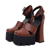Women's Platform Heels with Ankle Strap | Rock Style PU Leather Sandals