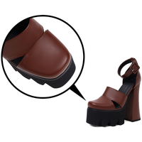 Women's Platform Heels with Ankle Strap | Rock Style PU Leather Sandals