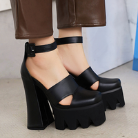 Women's Platform Heels with Ankle Strap | Rock Style PU Leather Sandals