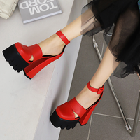 Women's Platform Heels with Ankle Strap | Rock Style PU Leather Sandals