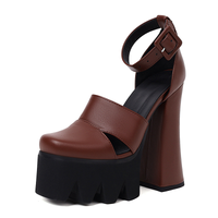 Women's Platform Heels with Ankle Strap | Rock Style PU Leather Sandals