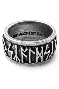 English Pewter Nordic Rune Ring – Silver Gothic Band