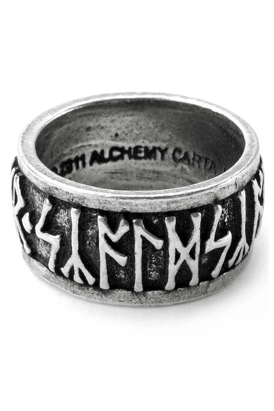 English Pewter Nordic Rune Ring – Silver Gothic Band
