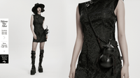 Black Gothic Gourd Crossbody Mini Bag with Chain Strap