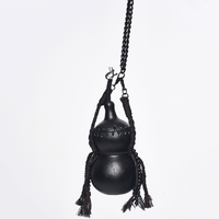 Black Gothic Gourd Crossbody Mini Bag with Chain Strap
