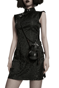 Black Gothic Gourd Crossbody Mini Bag with Chain Strap