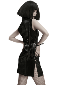 Black Gothic Gourd Crossbody Mini Bag with Chain Strap