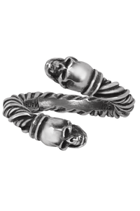 Pewter Viking Skull Torque Ring – Gothic Statement Jewelry