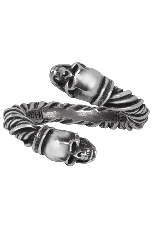 Pewter Viking Skull Torque Ring – Gothic Statement Jewelry