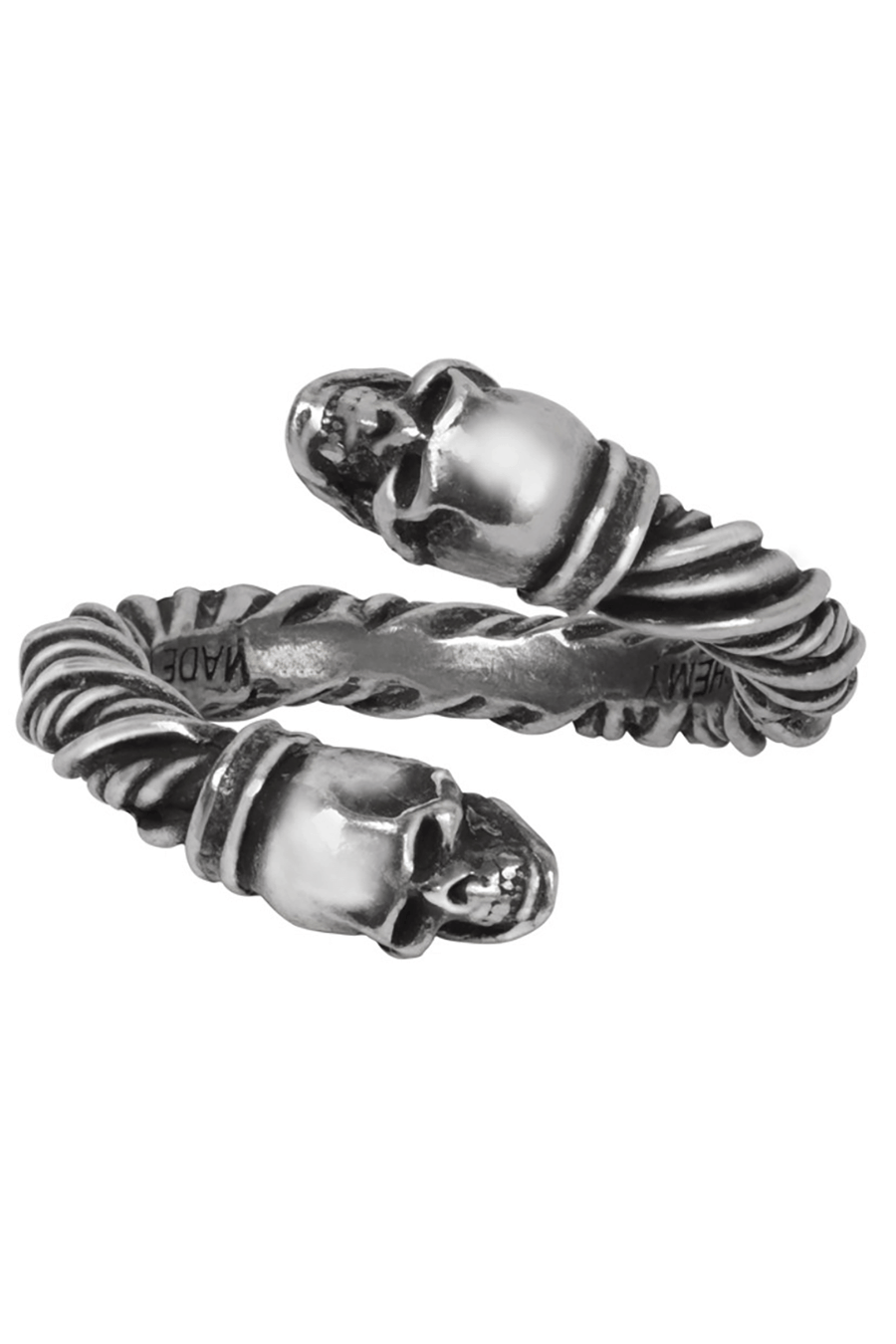 Pewter Viking Skull Torque Ring – Gothic Statement Jewelry