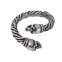 Pewter Viking Skull Torque Ring – Gothic Statement Jewelry