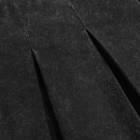 Black Gothic Denim Skirt with Lace-Up Strap Details