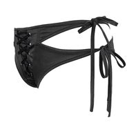 Black Gothic Lace-Up Bikini Bottoms – Polyester Swim Briefs