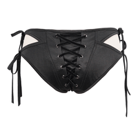 Black Gothic Lace-Up Bikini Bottoms – Polyester Swim Briefs