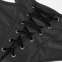 Black Gothic Lace-Up Bikini Bottoms – Polyester Swim Briefs