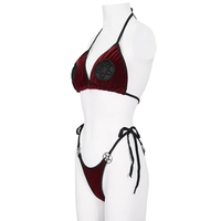 Wine Red Velvet Pentagram Bikini – Alternative Style Swimwear