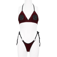 Wine Red Velvet Pentagram Bikini – Alternative Style Swimwear