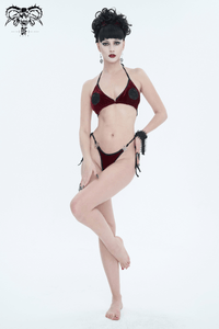 Wine Red Velvet Pentagram Bikini – Alternative Style Swimwear
